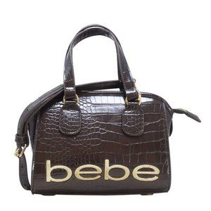 $79 bebe Women’s Fabiola Croco Mini Crossbody Bag Faux Leather Purse Chocolate
